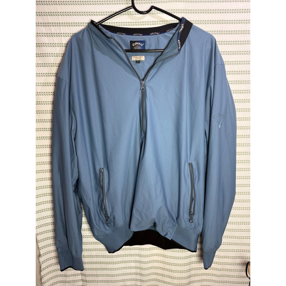 Callaway 90s Mens Golf Windbreaker Blue Quarter Zip Mechanical Stretch Jacket L